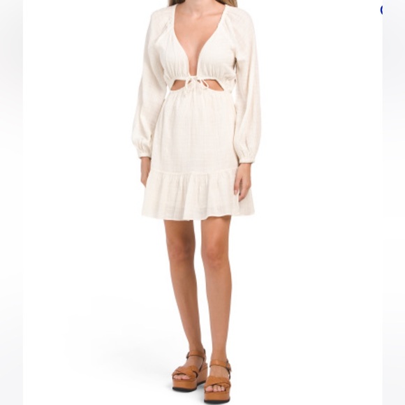 NWT L Space Feelin Fine Cotton Cutout Boho Mini Dress - Picture 1 of 9